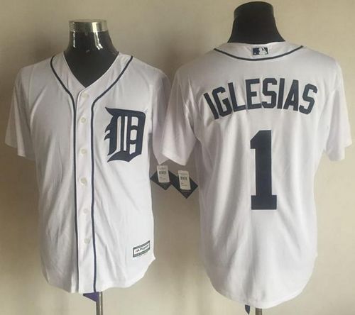 Tigers #1 Jose Iglesias White New Cool Base Stitched MLB Jersey